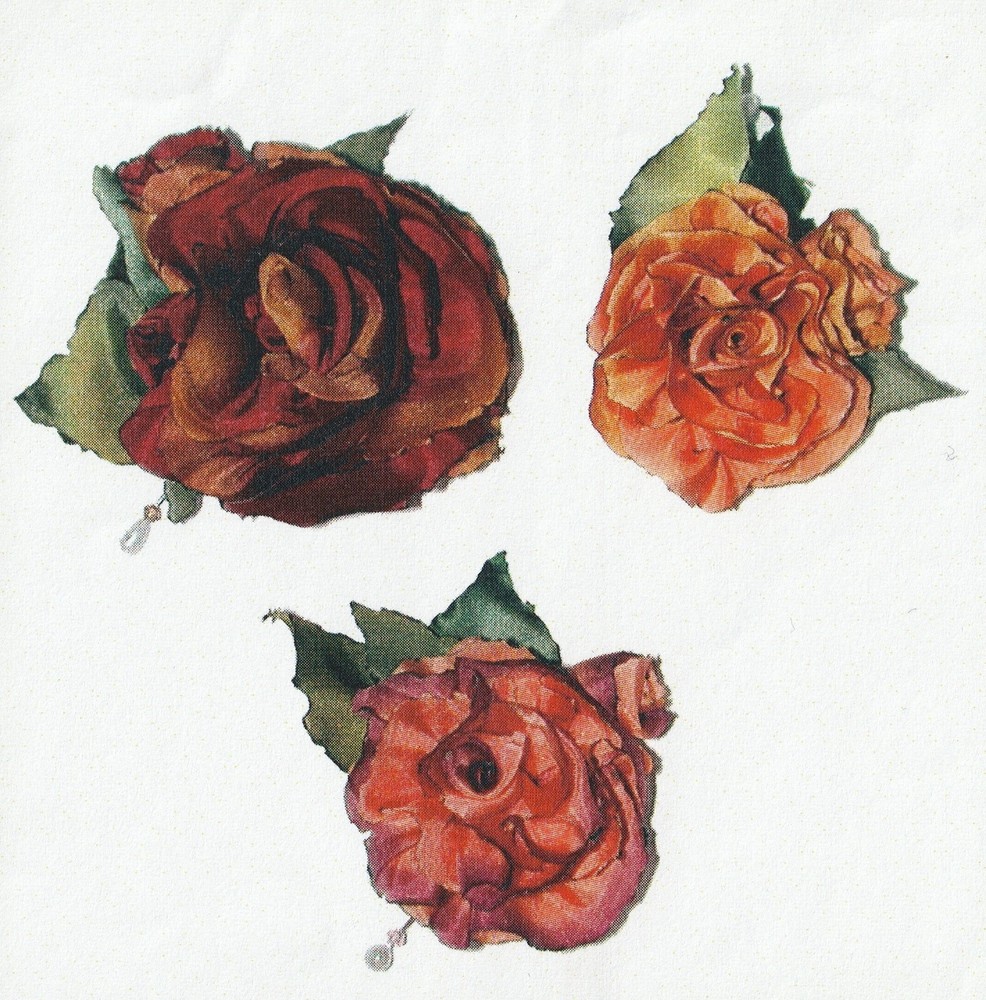 Burnished Silk Rose Pattern ~ Using Silk Ribbon