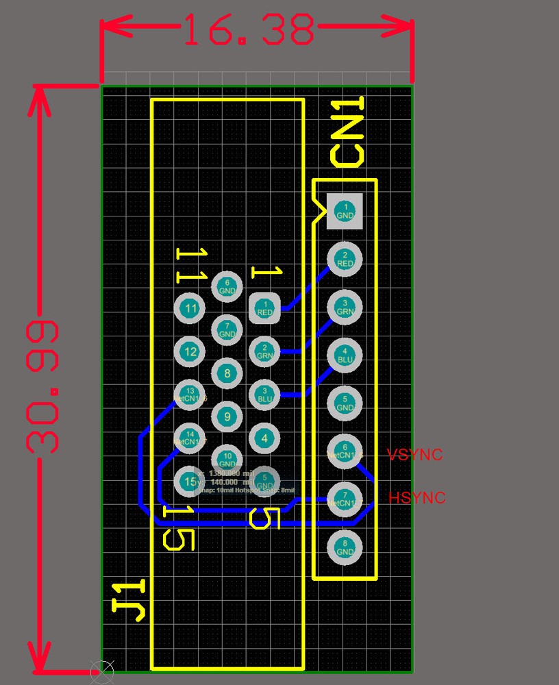 VGA to Header adapter, 15 pin VGA