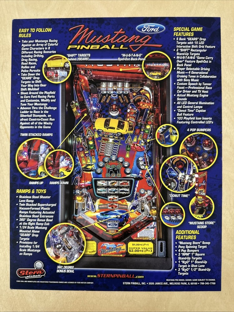 Stern Mustang Pro Pinball Flyer