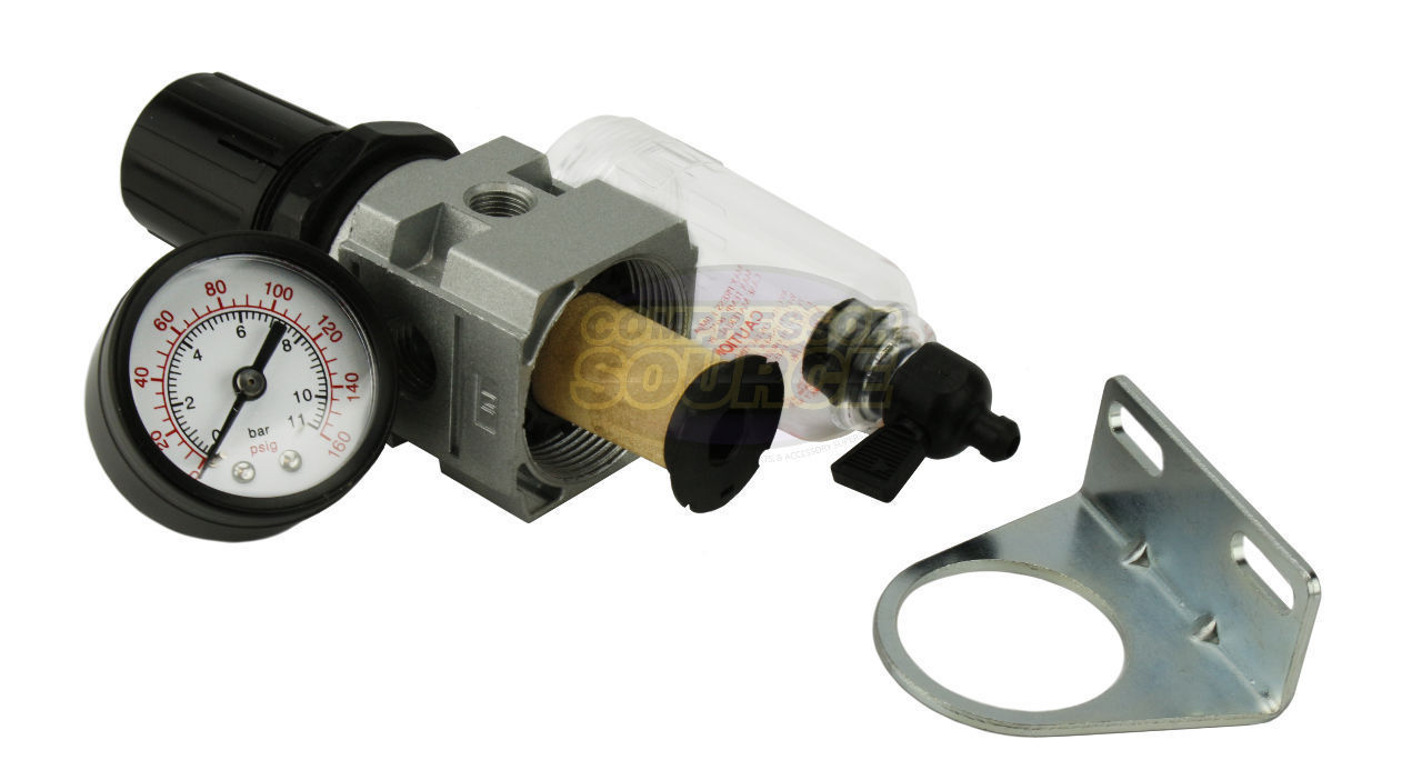 1/4" Air Compressor Regulator & Filter In Line Combo w/ Gauge Compressed Air New