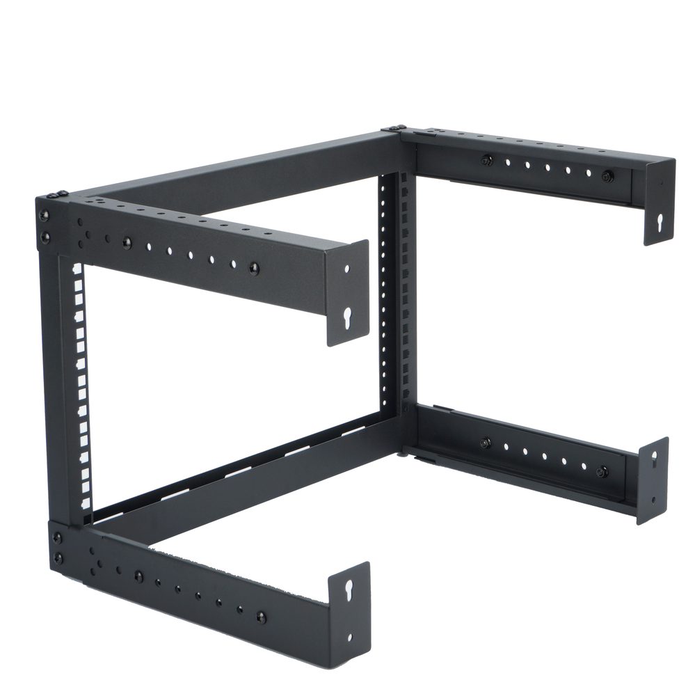 6U Wall Mounted Open Frame Server Equipment Rack Adjustable 19 Inch Black