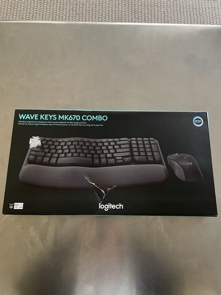 NEW Logitech Wave Keys MK670 Combo Ergonomic Wireless Keyboard & Mouse Bundle