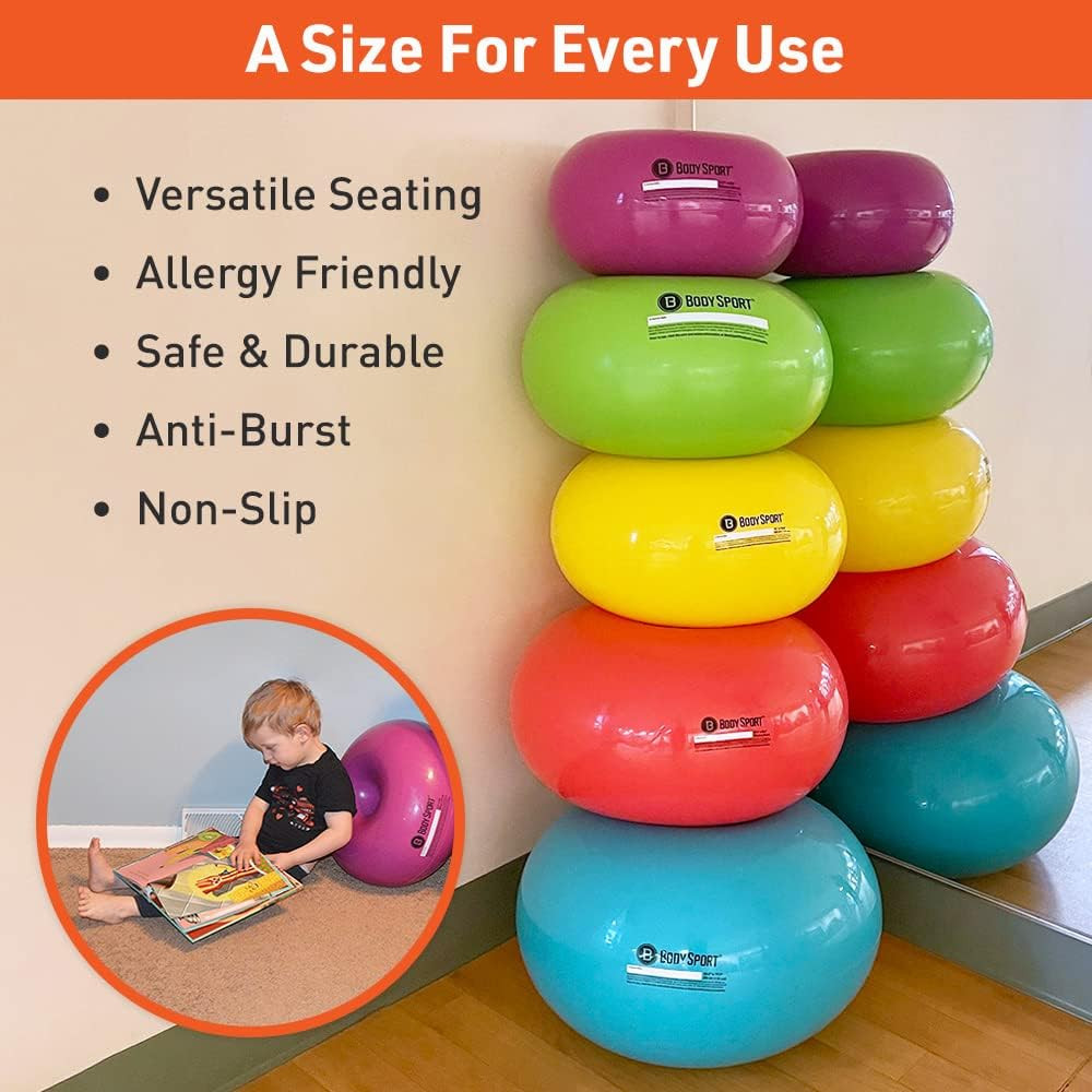 Donut Ball – Durable, Inflatable Exercise Ball for Balance & Stability Training,