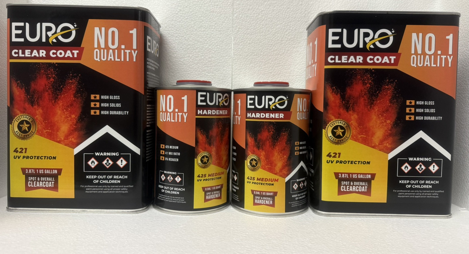 2 kit HS 2K High Gloss 4:1 Clear coat Gallon MEDIUM Hardener 2 gallons kits