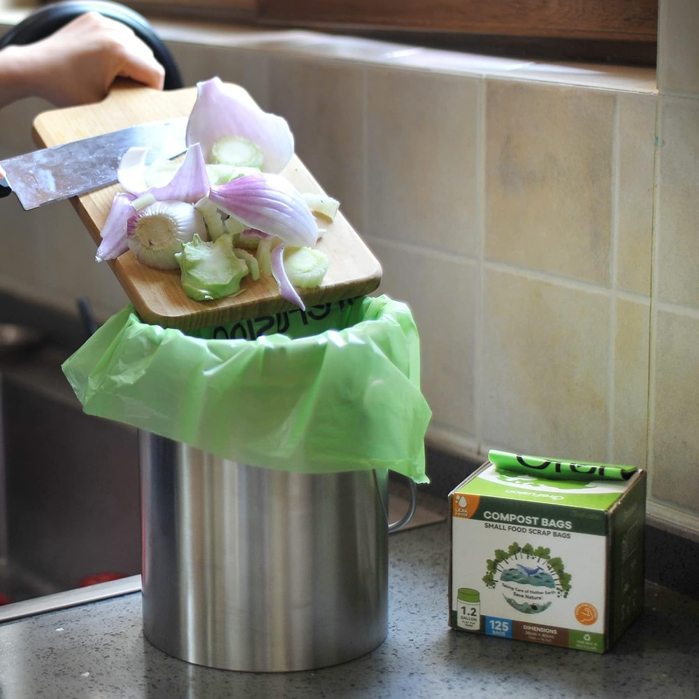 Grefusion Compostable Bags for Kitchen Compost Bin, 1.2 Gallon, 125 Count, Certi