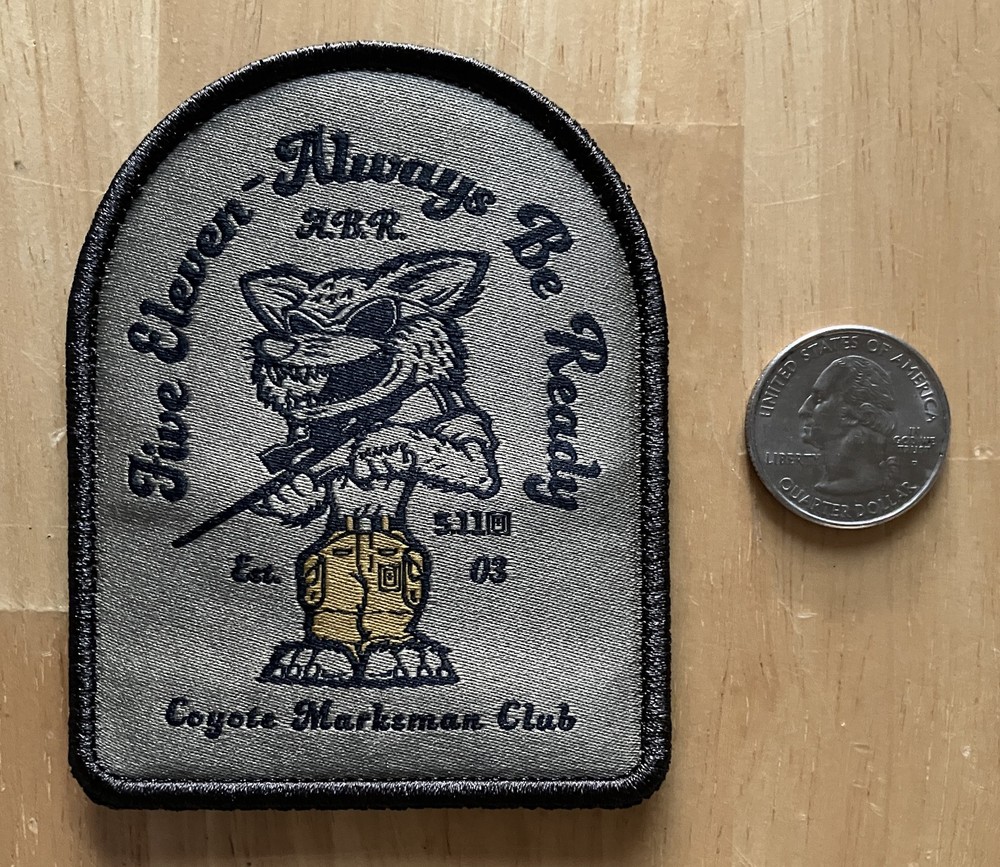 5.11 Tactical "Coyote Hunter Marksman Club" Morale Patch w/ Hook & Loop Backing