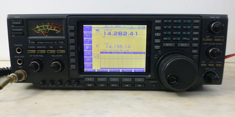 Nice, Working Icom IC-756 Transceiver with Computer Mod, Microphone and Papers