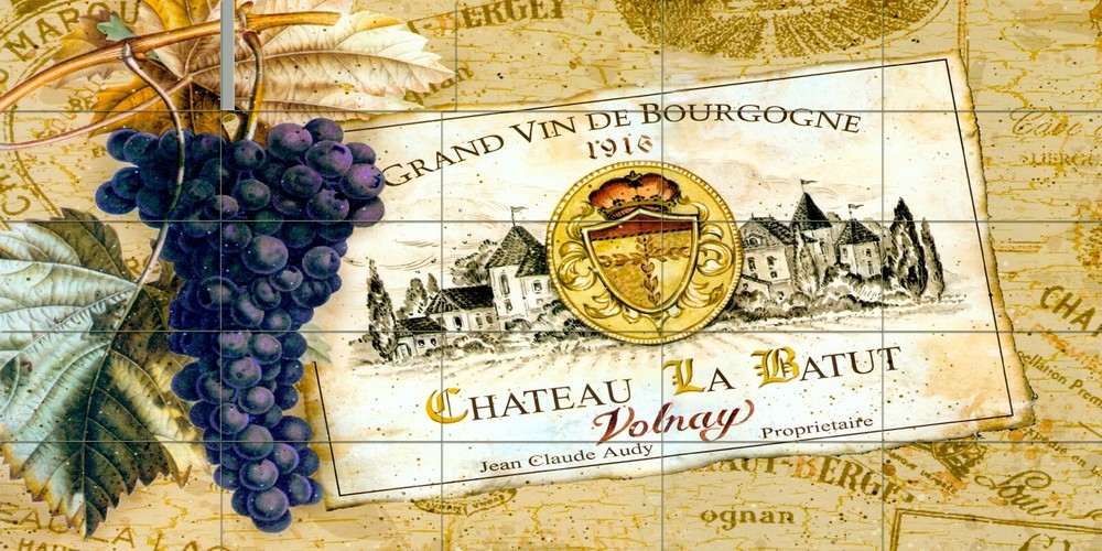 30 x 15 Wine Grape Mural Ceramic Backsplash Tile #297