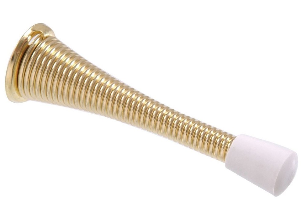Bright Brass Spring Doorstop - 3" Long