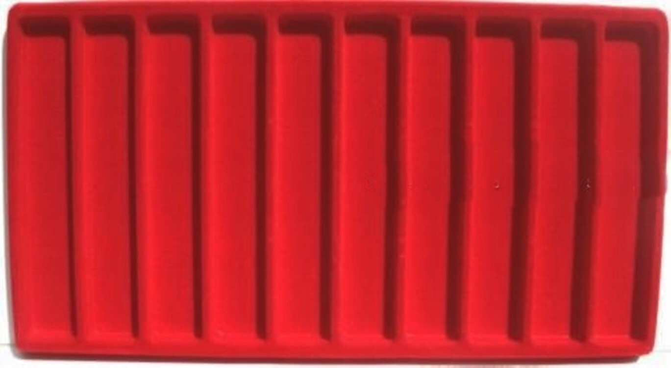 Black Stained Wood Pen Bracelet Chain Red 10 Slot Line Display Stackable Tray