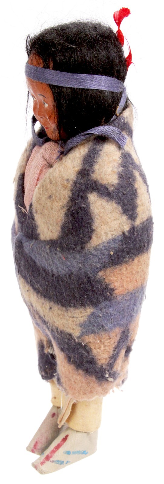 Antique Handmade Native American Navajo Skookum Bully Doll Wrapped in Blanket