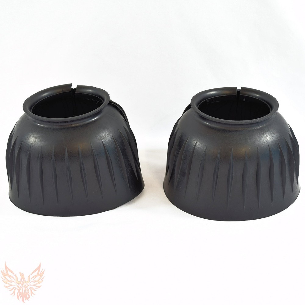 Intrepid Int Ribbed Bell Boots Medium Black with Double Hook & Loop Fasteners