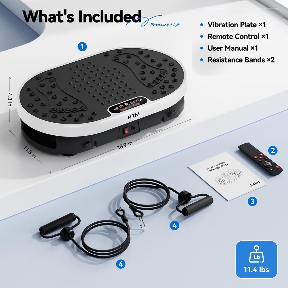 Vibration Plate Exercise Machine with 120 Speed Levels, 9 Program Modes and R...