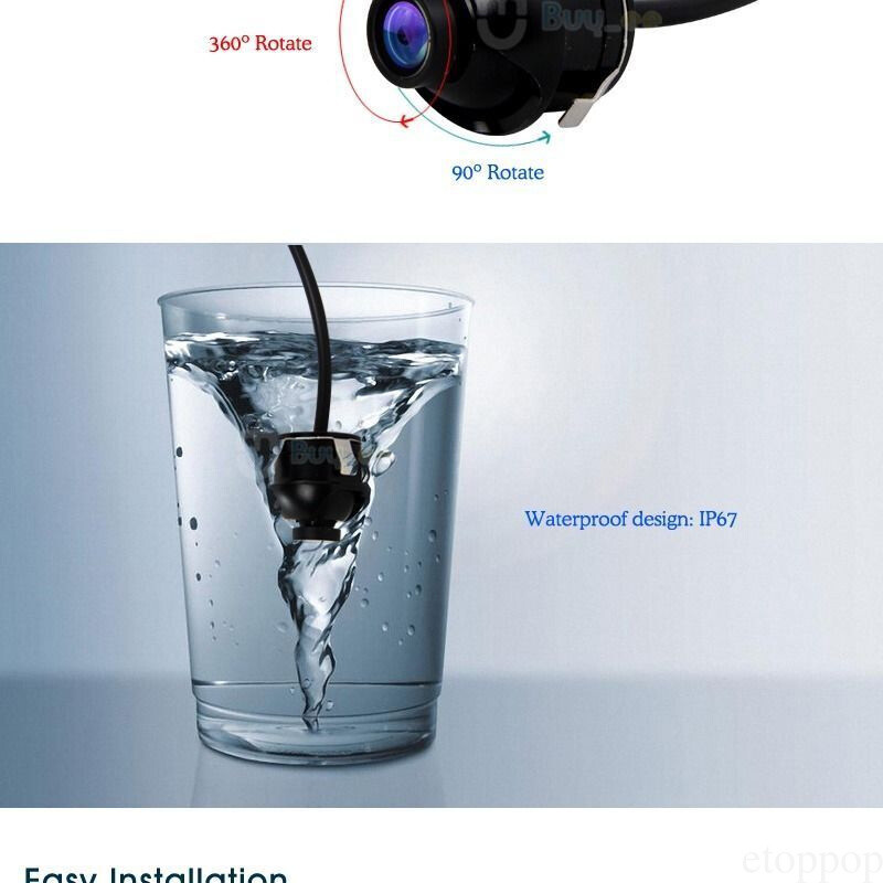 Car Rear Front Side View 360° Rotatable CCD Reversing Backup Camera Night Vision