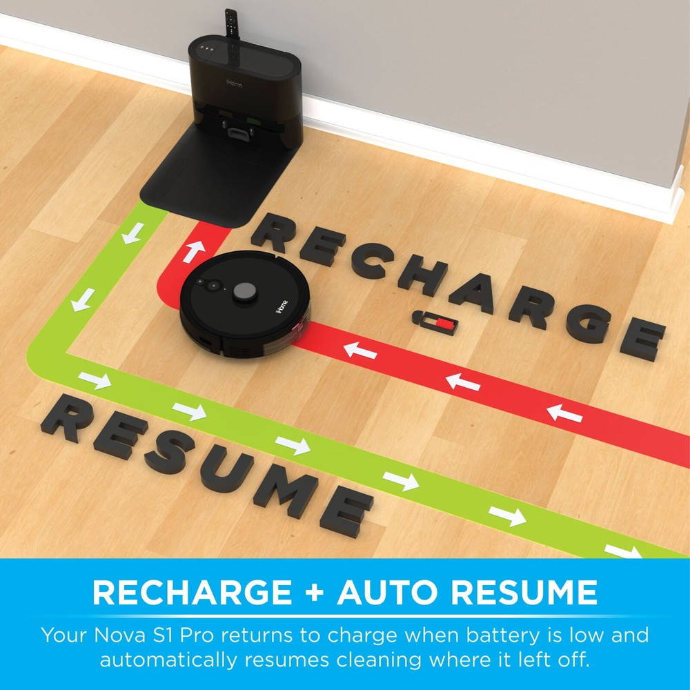 Self Empty Robot Vacuum Lidar Mapping 150 Min Runtime Strong Suction Black New