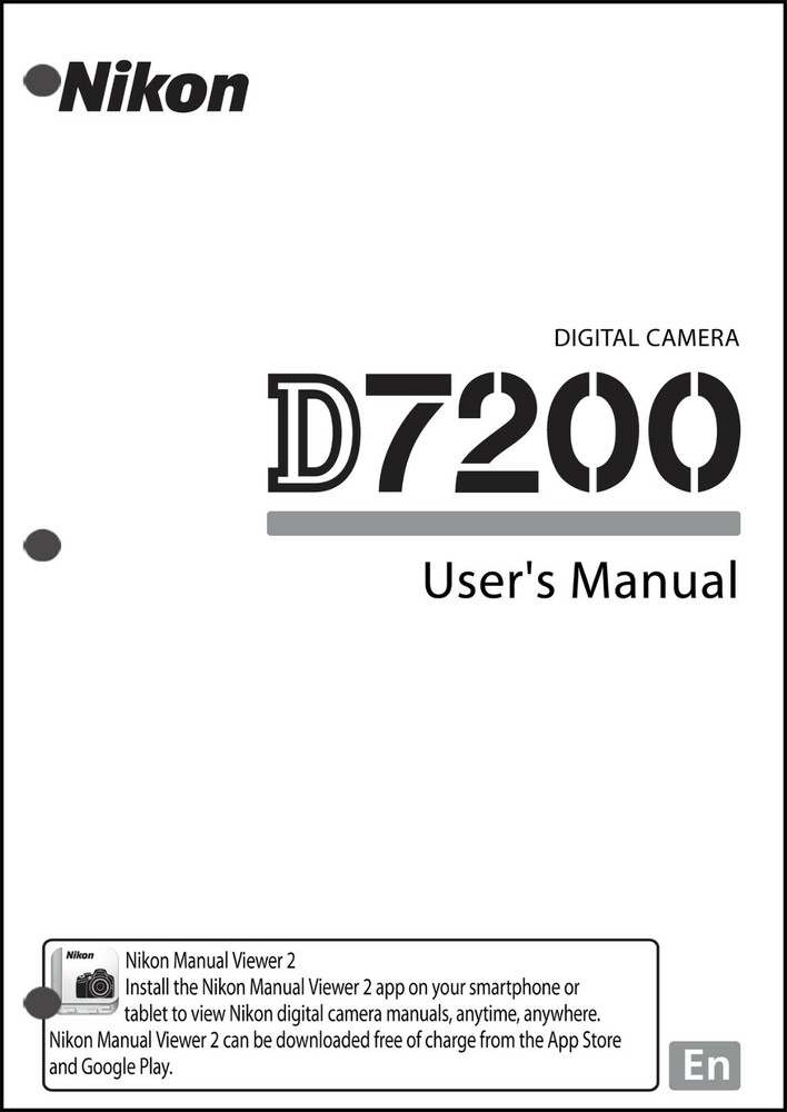 Nikon D7200 User's Manual Guide Instruction Operator Manual