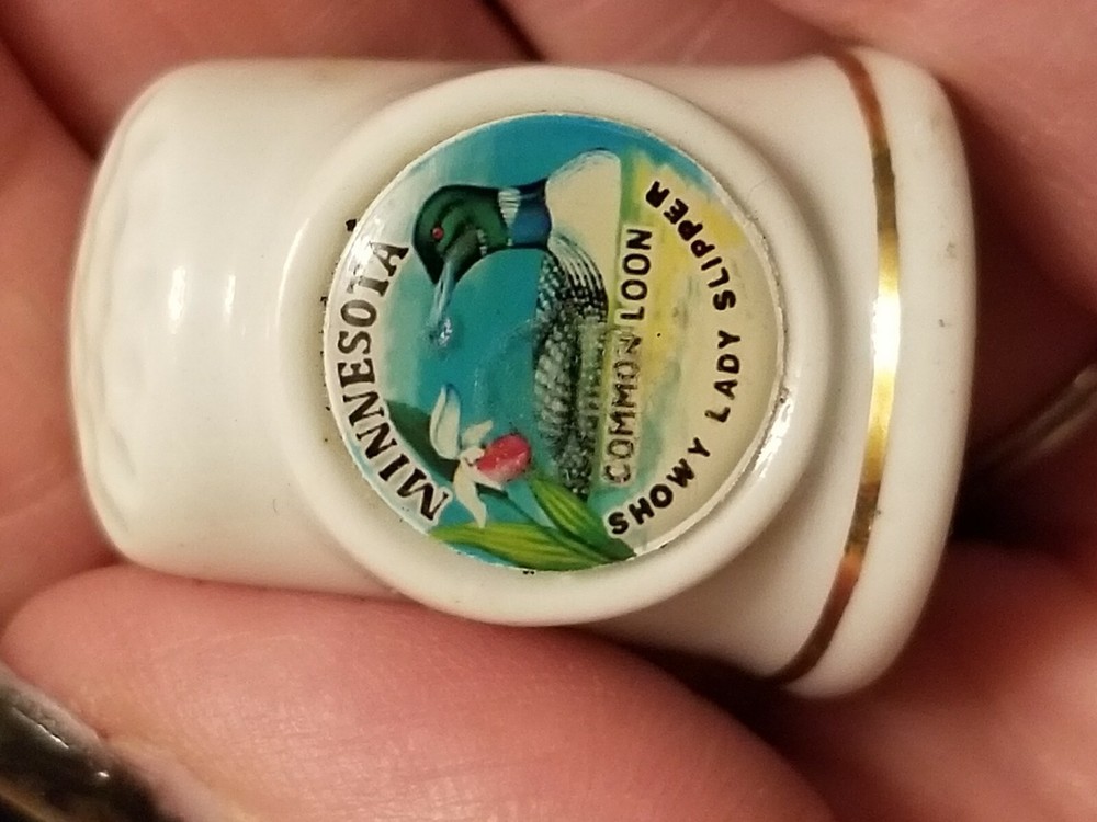 MINNESOTA Ceramic Thimble Loon