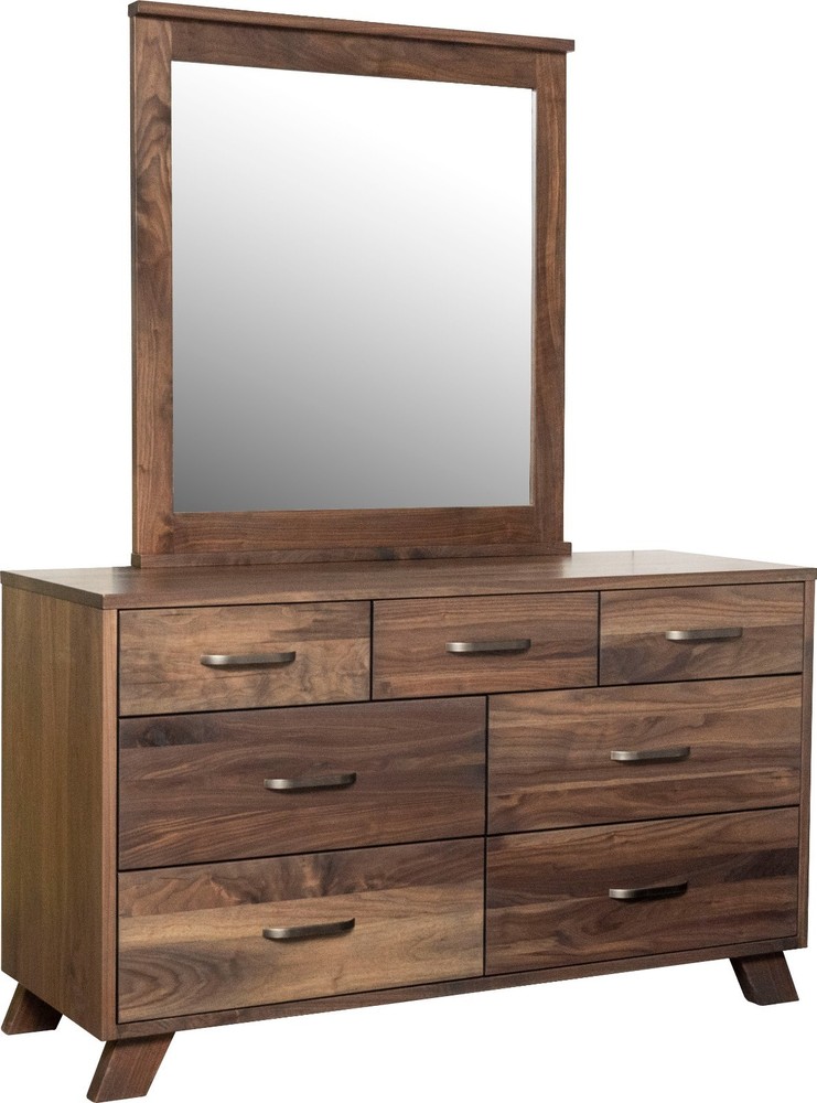 Rustic Walnut Platform Bedroom Set Solid Wood Modern 5 Piece