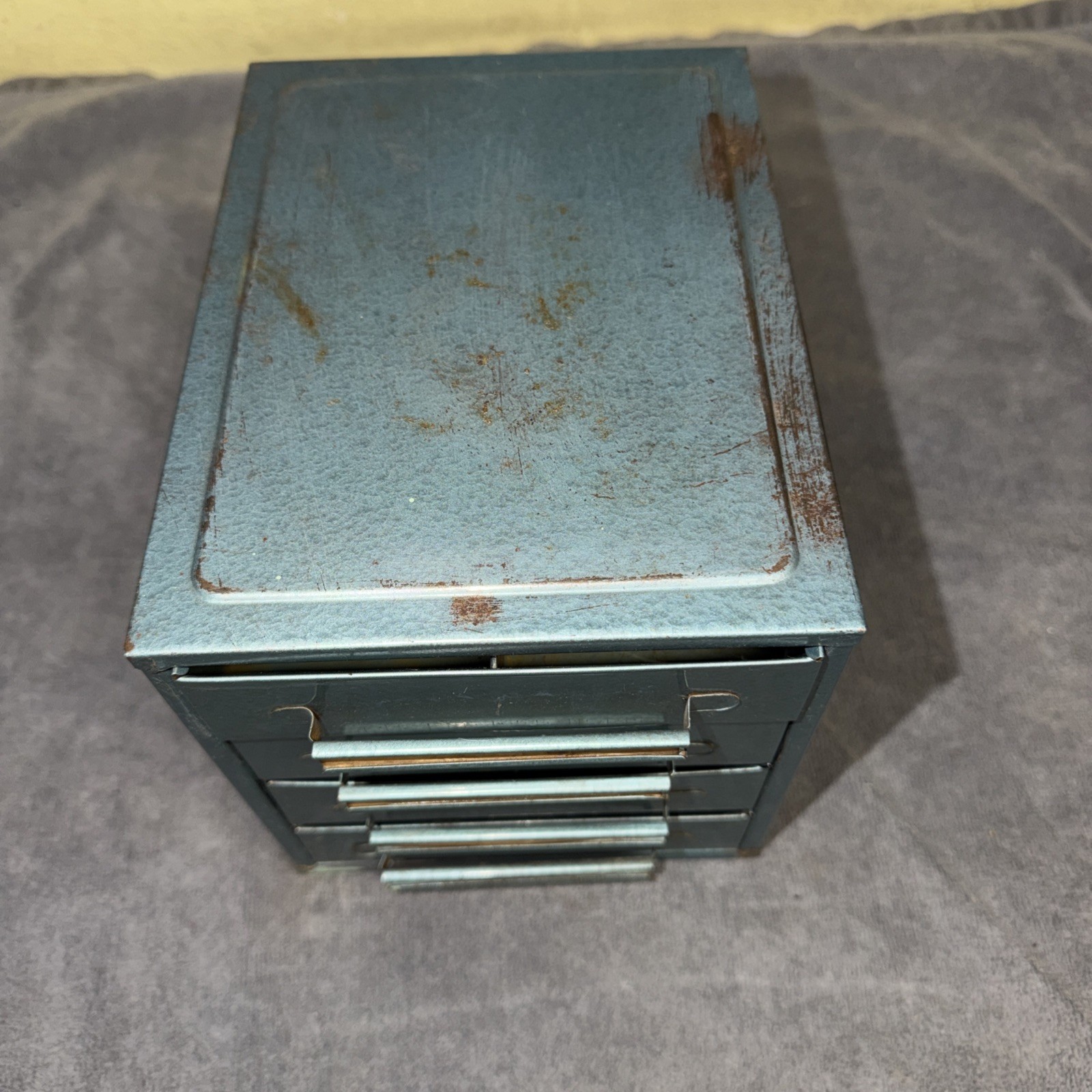 Vintage Metal Industrial 4-Drawer Small Parts Storage Cabinet