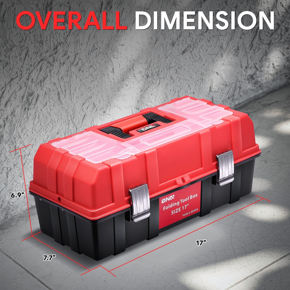 Workshop Garage Lockable 17" 3-Drawer Plastic Tool Box Organizer Storage Red