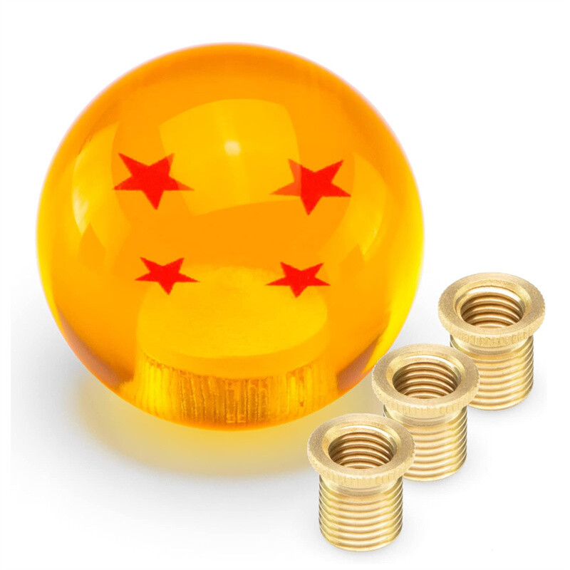Round Dragon Ball 4 Star Shift Knob Manual Gear Shifter Head with 3 Adapters