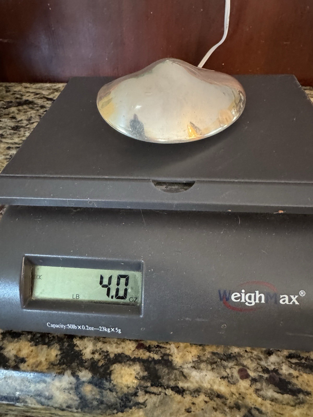 Antique Hallmarked Thailand? 90 Sterling Silver 4.25” Hinged Clam Shell Box