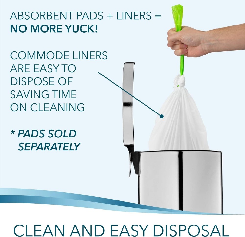 48-Pack Bedside Commode Liners | Universal Fit, Leak-Proof, Disposable Bags