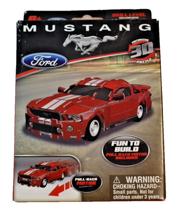3-Dimensional Puzzle Red Ford Mustang GT With Pull-Back Motor New