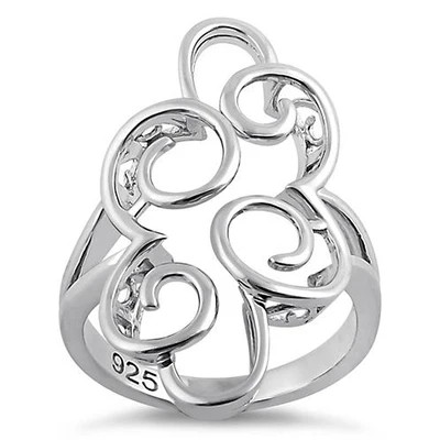 925 Sterling Silver Pattern Swirl Ring