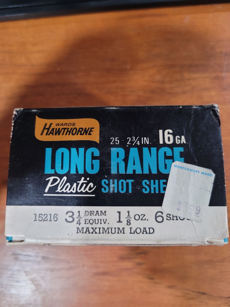 Wards Hawthorne Long Range 16 Gauge Shotgun Shell (Empty Box)