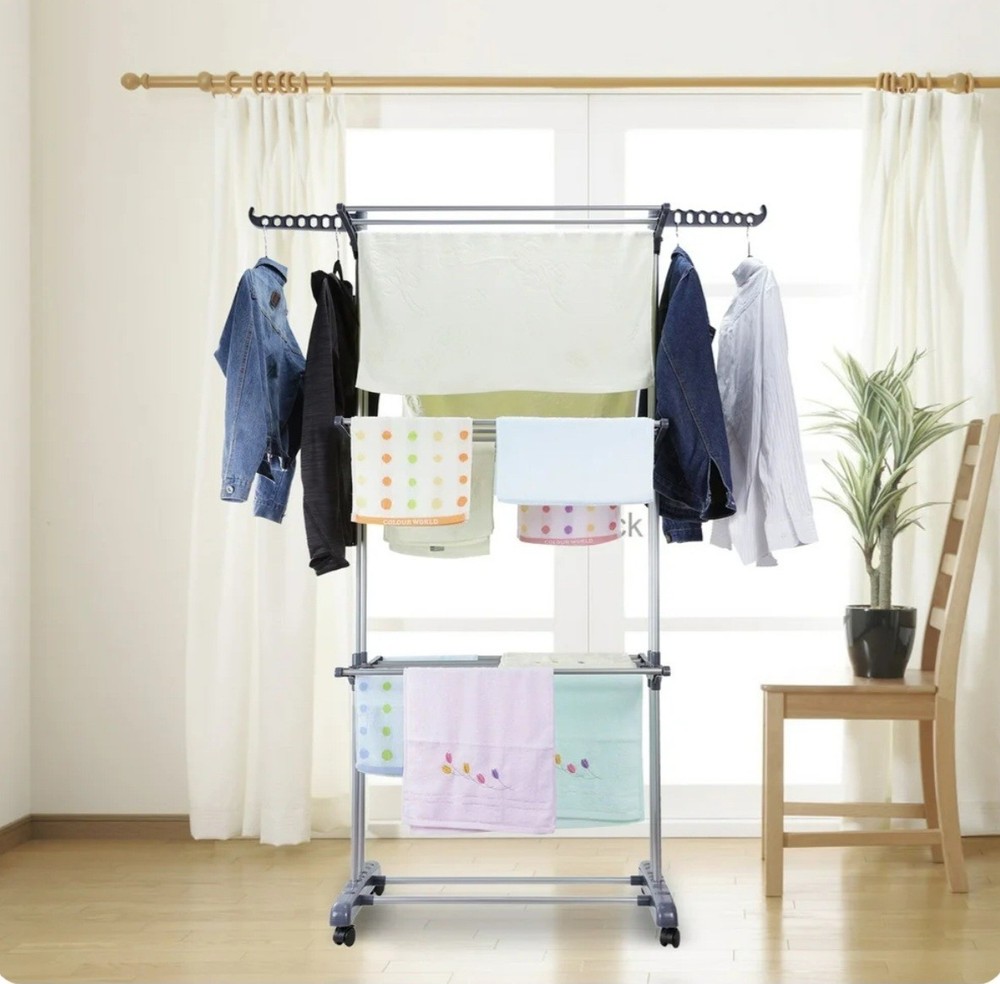 Clothes Drying Rack, 4-Tier Foldable Laundry Drying Rack, Stainless Steel...