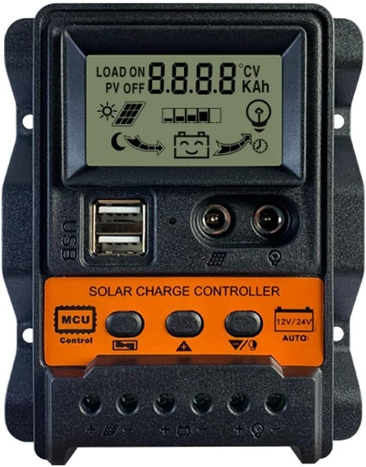 30A PWM Solar Panel Regulator Charge Controller Auto Focus Tracking USB 12/24V