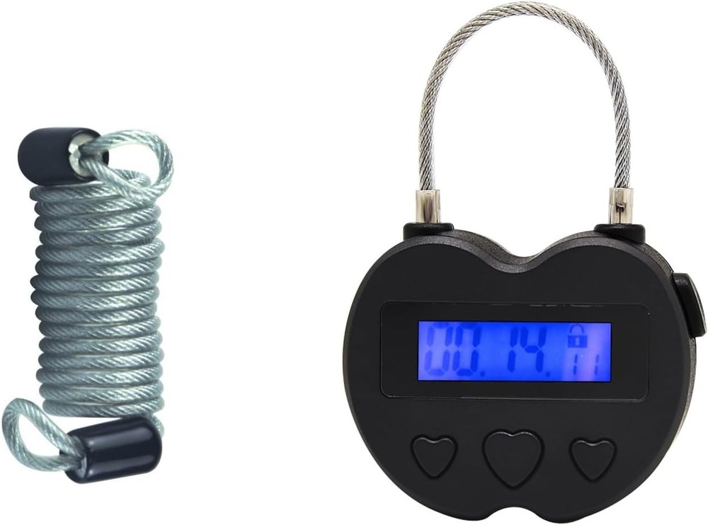 Heart Metal Timer Lock, USB Rechargeable Timer Compact Padlock with 1M Spring Co