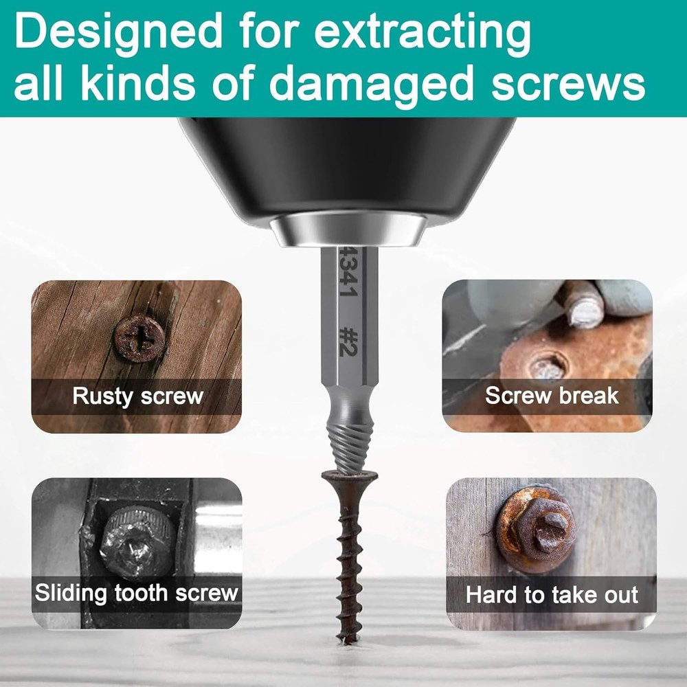 6PCS Damaged Screw Extractor Set for Rusty & Broken Screws Removal