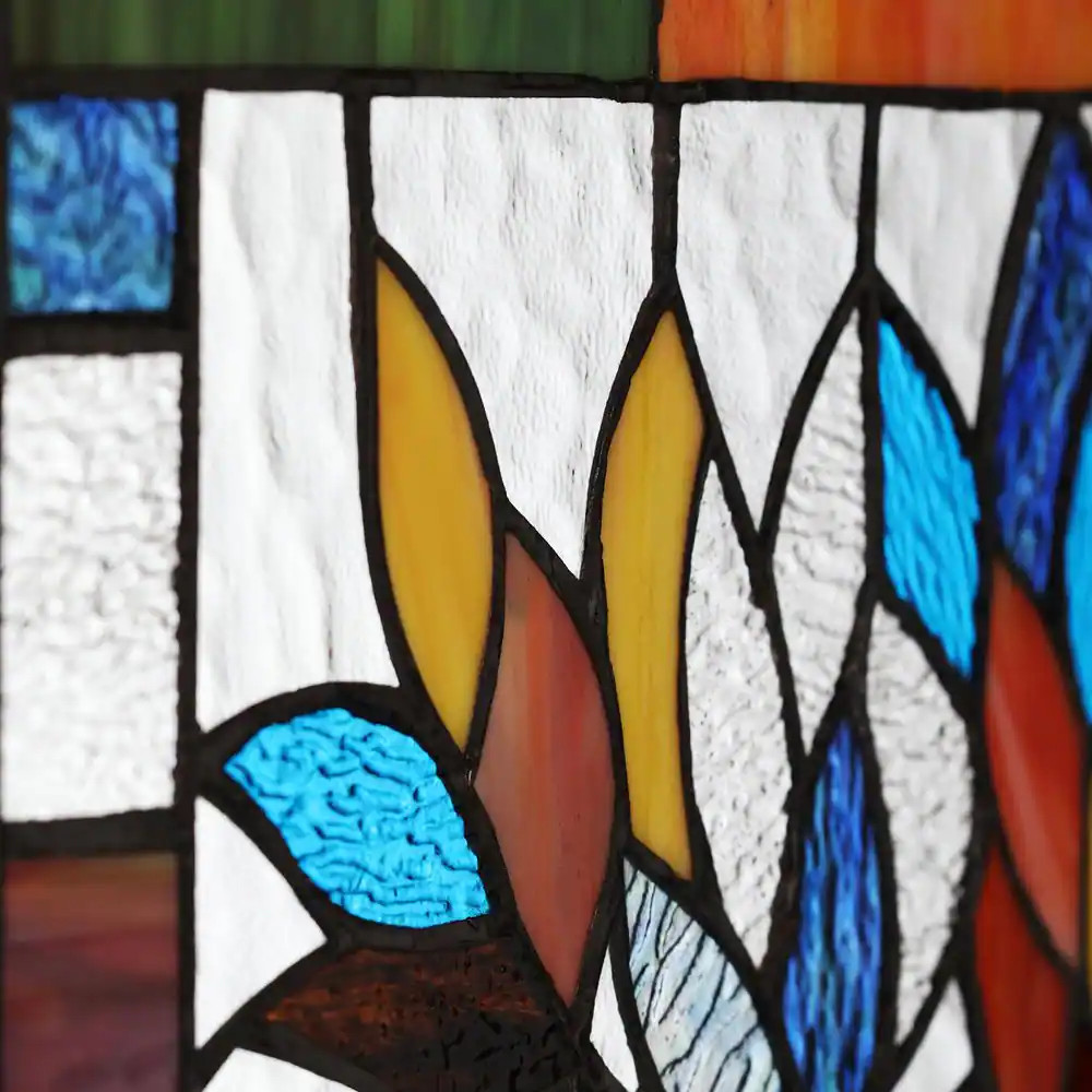 Multi Stained Glass Mystical World Tree Window Panel