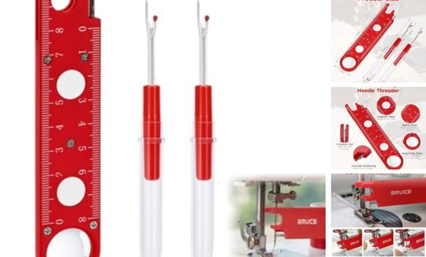 Sewing Machine Needle Threader, 4 in 1 Automatic Quick Threading Tool,