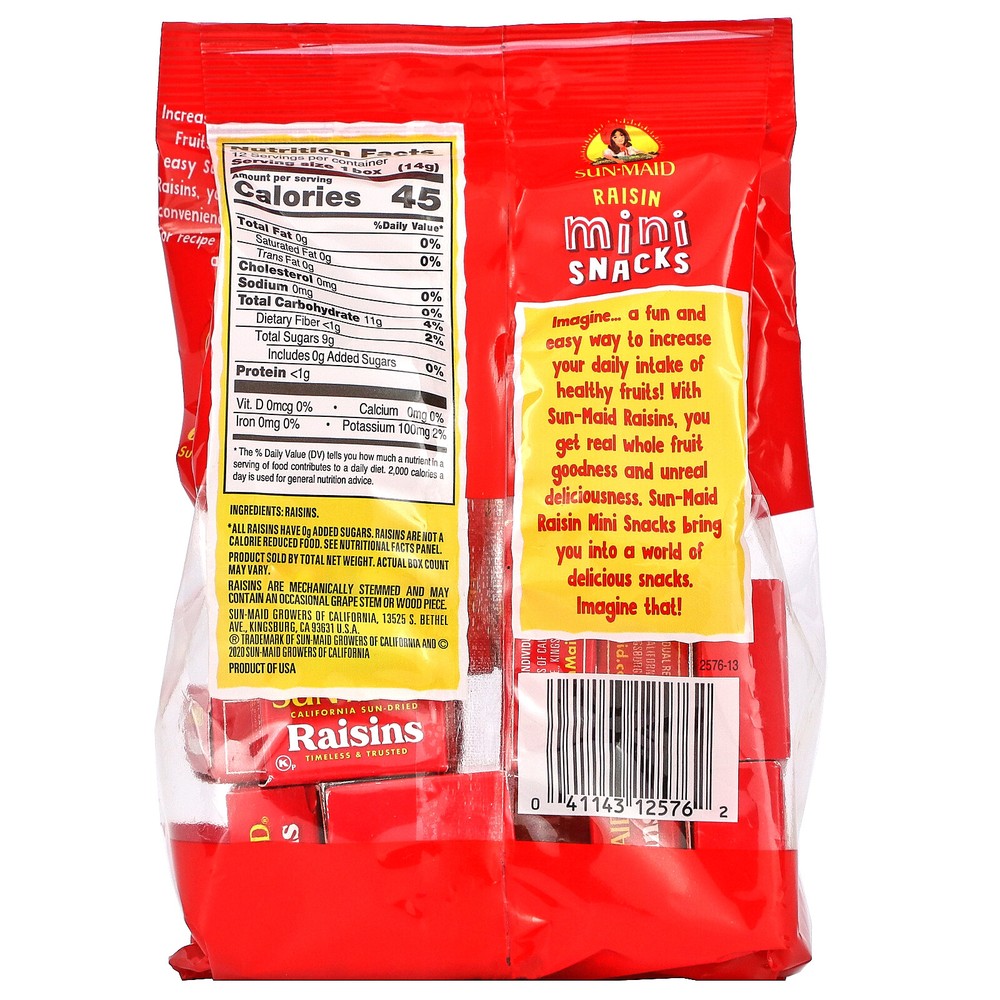 Raisin Mini Snacks, 12 Boxes, 0.5 oz Each