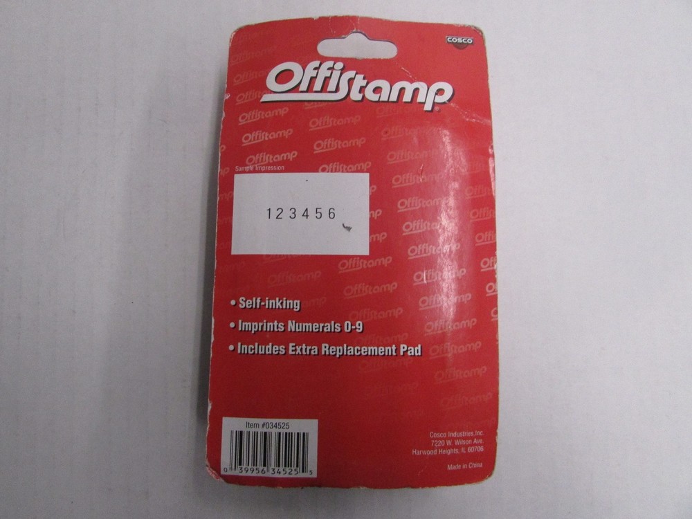 Offistamp Self-Inking number Stamp Black Ink-included extra replacement pad