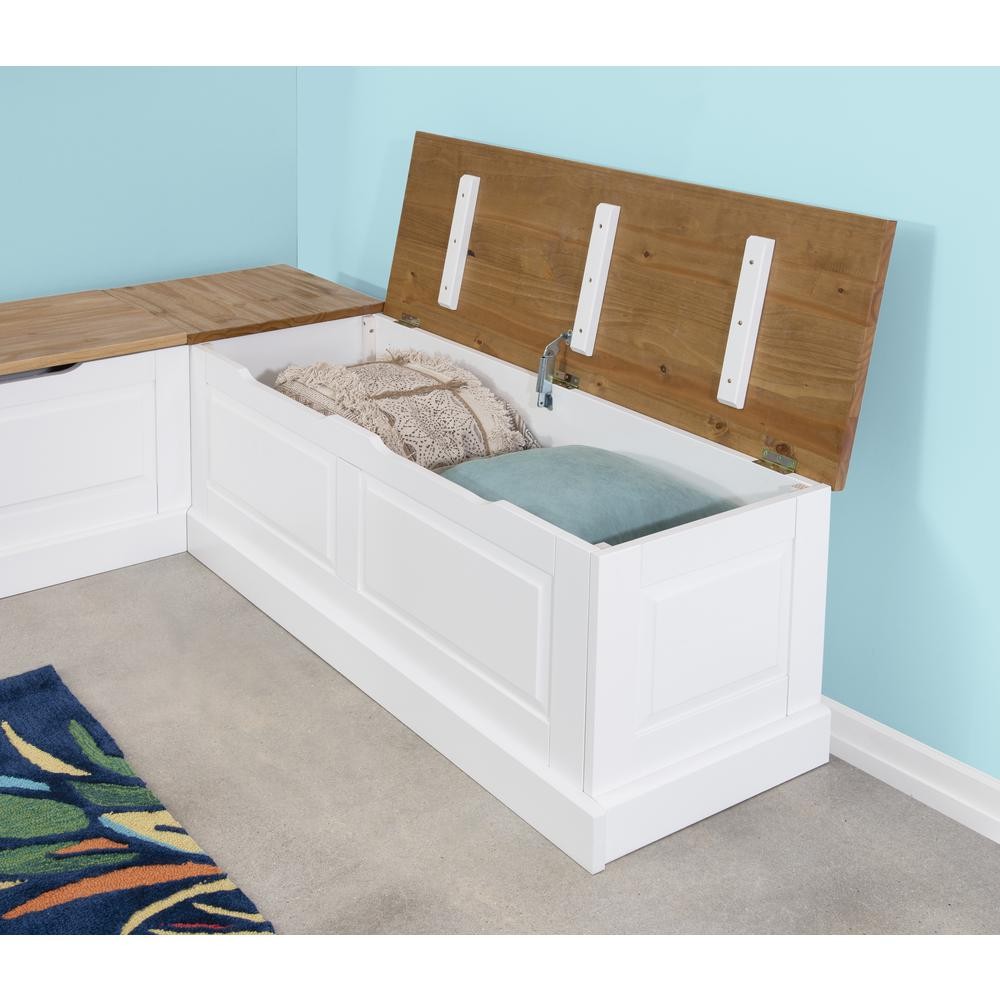 Tobin Backless Two Tone Breakfast Nook, Natural And White