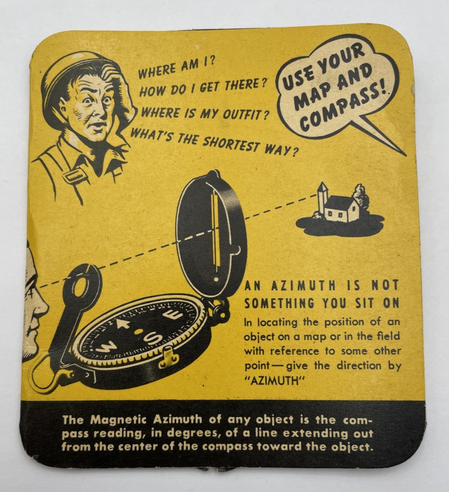 The Magnetic Azimuth Folding Compass WWII Use Your Map and Compass Military