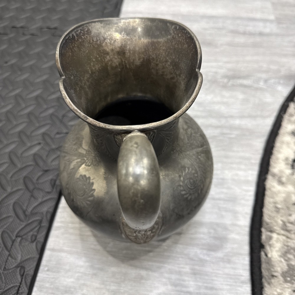 Antique Silver-Plated Jug with Rich Engraving