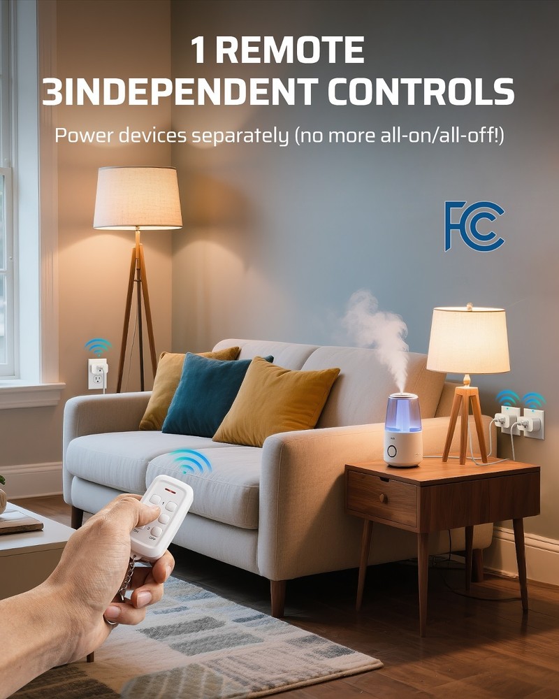 DEWENWILS Wireless Remote Outlets, Plug & Play, 3 Independent Controls, Compact