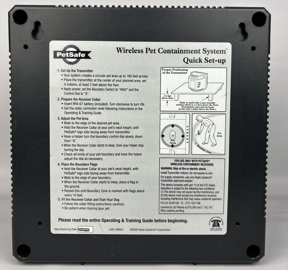 PetSafe J402-3899/2 Wireless Pet Containment System Transmitter & Adapter Only