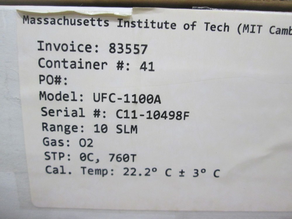 UNIT, UFC-1100A, O2, 10 SLM, Mass Flow Controller, New