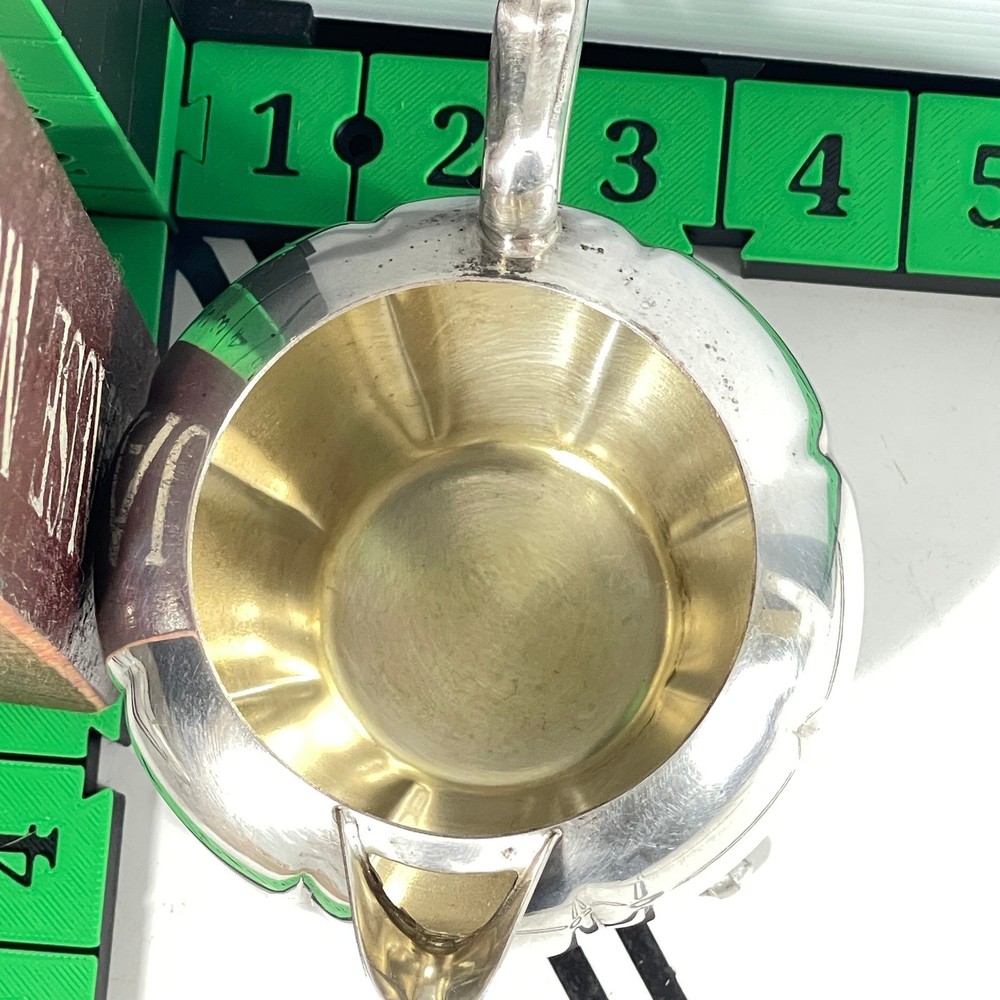 Sheridan Silver on Copper Footed Creamer Pitcher Etched Melon Design