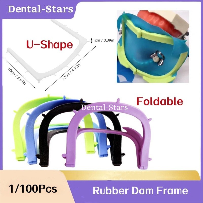 Dental Plastic Rubber Dam Frame Sheets Bracket Foldable/U-Shaped Barrier Tools