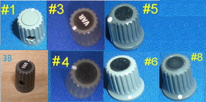 Small Gray Tektronix TEK knobs, Assorted styles, Sold in pairs
