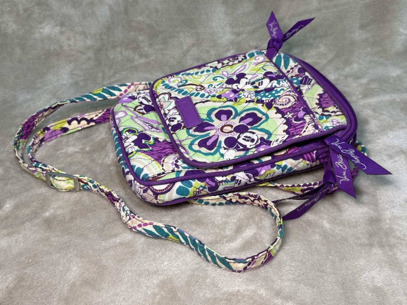 Vera Bradley Disney Parks "Plums Up Mickey Minnie" Small Crossbody Mini Hipster