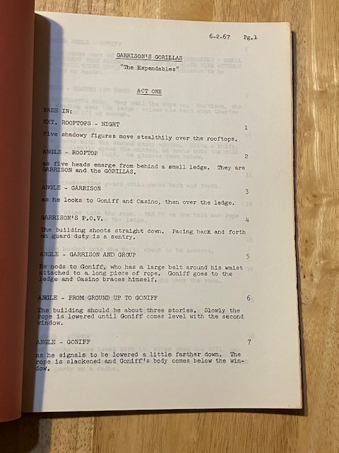 GARRISON'S GORILLAS TV Script The Expendables FIRST DRAFT June 2, 1967