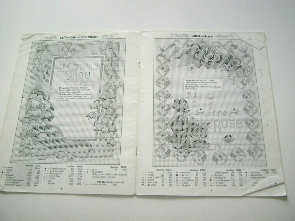 LOT--6 Floral Themed Cross Stitch Pattern Booklets/Leaflets